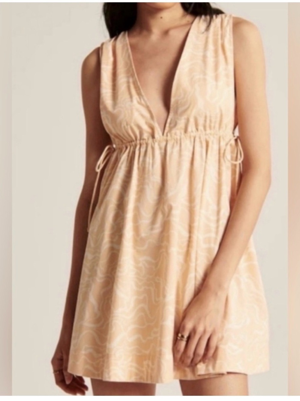Abercrombie & Fitch PeachMini V-Neck Babydoll Summer Dress Medium Petite NWOT